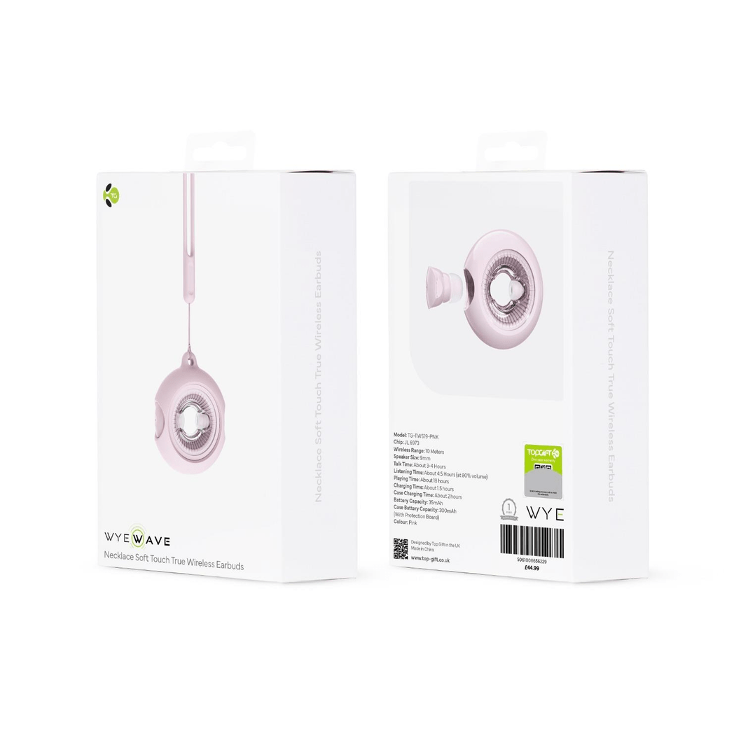 WYEWAVE High Quality Wireless Earbuds With Necklace Soft Touch True Wireless - Pink - Rhythmic - Cadence