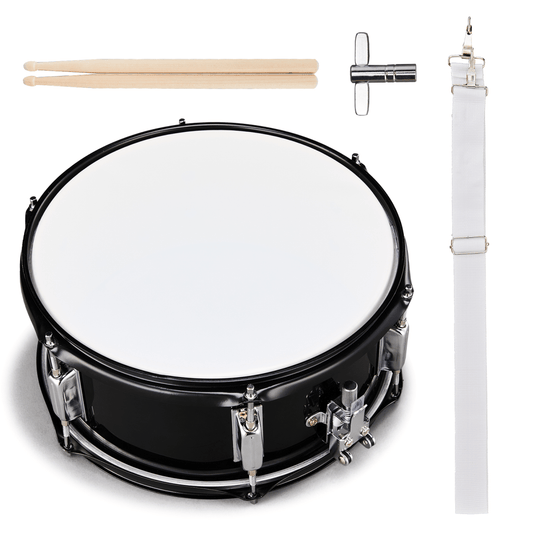12 x 5.5 inches Professional Marching Snare Drum & Drum Stick & Strap & Wrench Kit Black - Rhythmic - Cadence