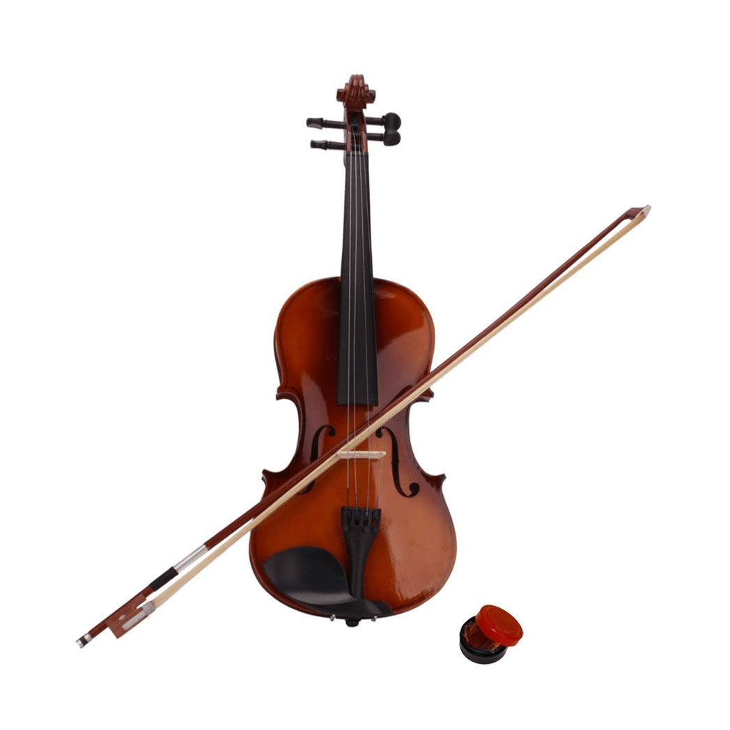 New 4/4 Acoustic Violin Case Bow Rosin Natural - Rhythmic - Cadence