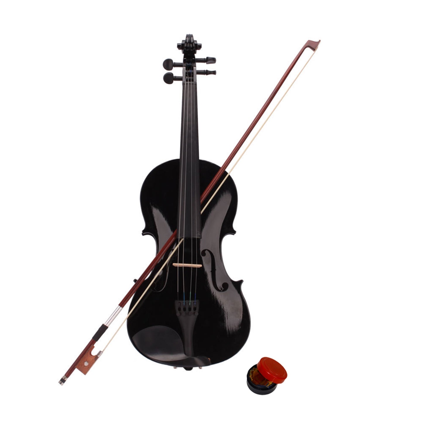 New 4/4 Acoustic Violin Case Bow Rosin Black - Rhythmic - Cadence