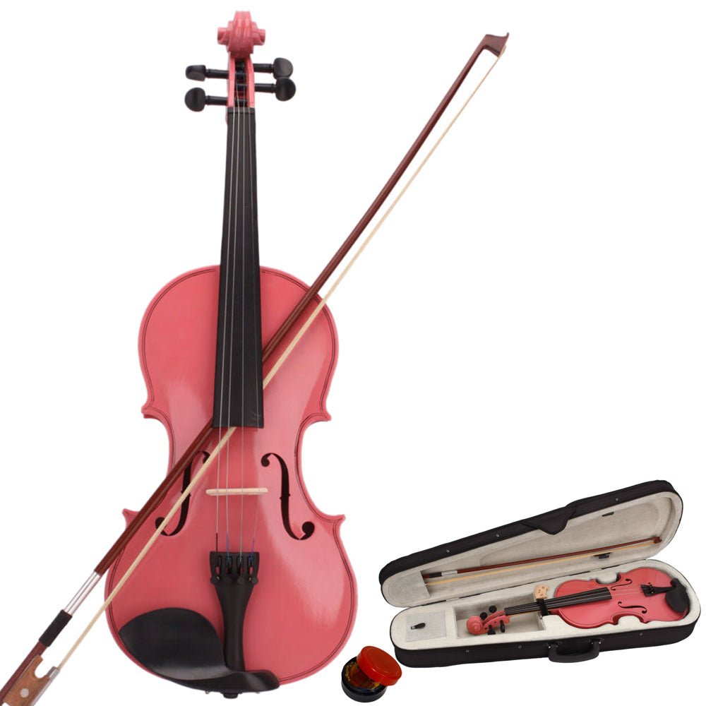 New 4/4 Acoustic Violin Case Bow Rosin Pink - Rhythmic - Cadence