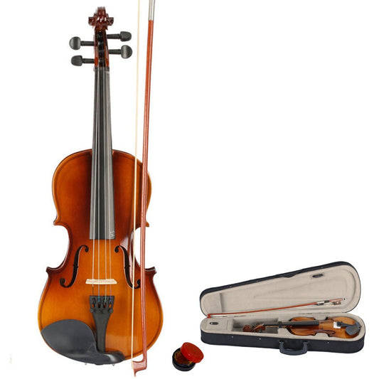 New 3/4 Acoustic Violin Case Bow Rosin Natural - Rhythmic - Cadence