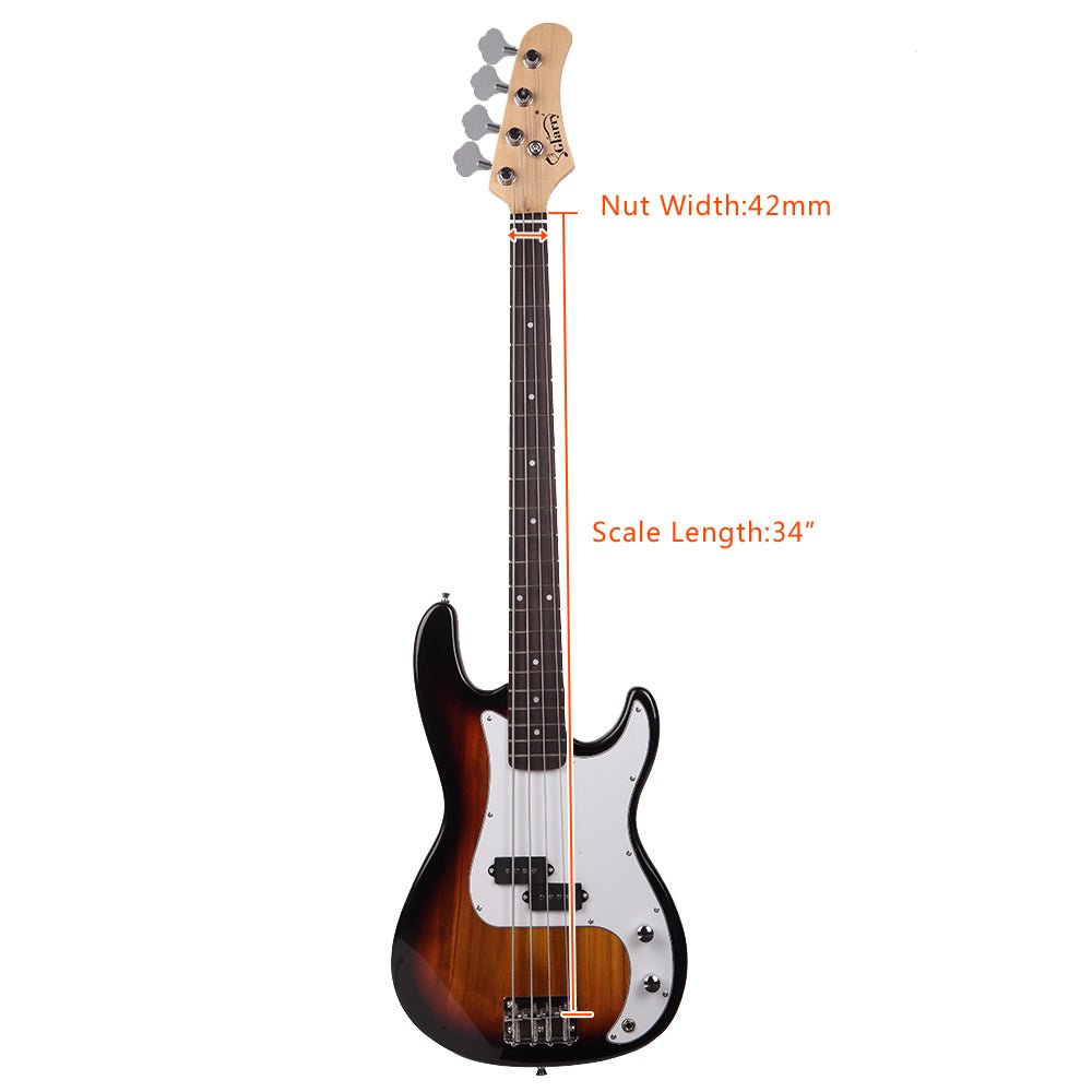 Glarry GP Electric Bass Guitar Cord Wrench Tool Sunset Color - Rhythmic - Cadence