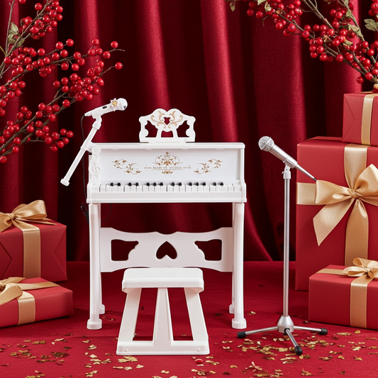 37/32 Key Kids Battery Keyboard Mini Grand Piano Stool Microphone Musical Toy