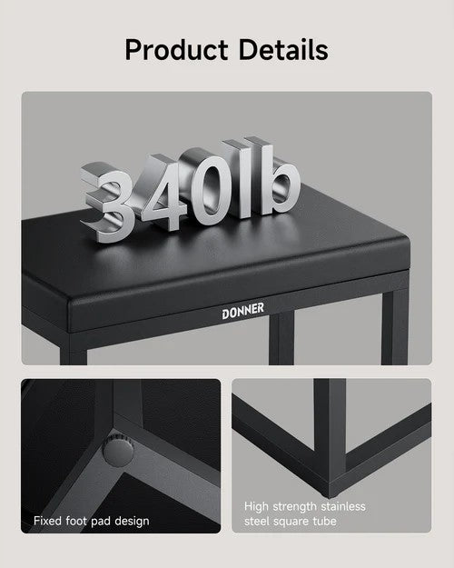 Donner DKB - 200 Home Style Corrosion Resistant Metal Piano Bench - Rhythmic - Cadence