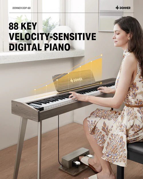 Donner DDP - 60 88 - Key Semi - Weighted Upright Keyboard Piano Grey - Rhythmic - Cadence