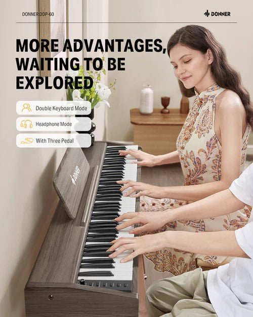 Donner DDP - 60 88 - Key Semi - Weighted Upright Keyboard Piano Grey - Rhythmic - Cadence