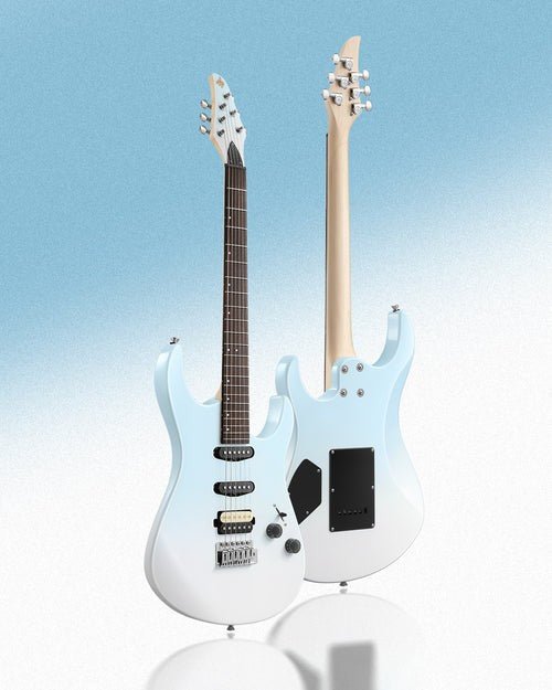 Donner DMT - 66 Electric Guitar with Ceramic Single - Coil - Blue White Gradient - Rhythmic - Cadence