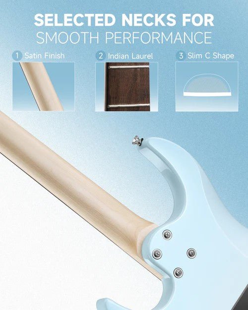 Donner DMT - 66 Electric Guitar with Ceramic Single - Coil - Blue White Gradient - Rhythmic - Cadence
