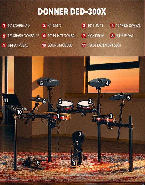 Donner DED - 300X Electronic Drum Kit - Rhythmic - Cadence