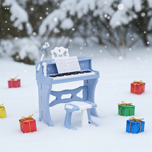 HOMCOM 37 Key Keyboard Battery Piano Kids Microphone Stool Educational Game