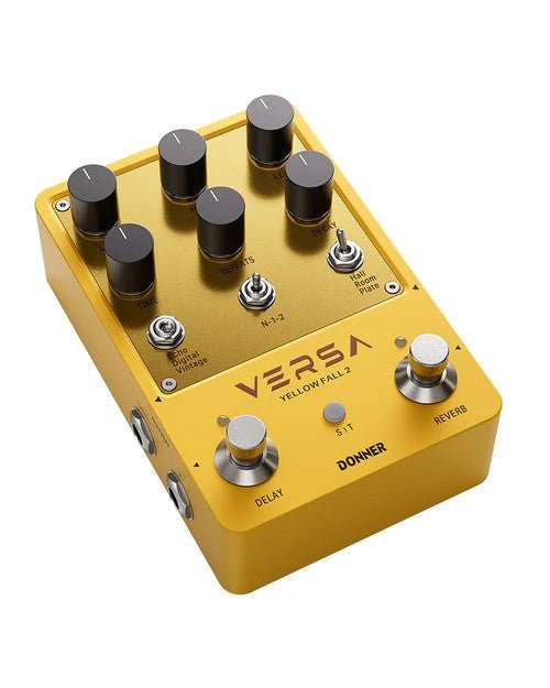 Donner Versa - Yellow Fall II 3x3 Reverb - Delay Combo Guitar Pedal with Tap Tempo - Rhythmic - Cadence