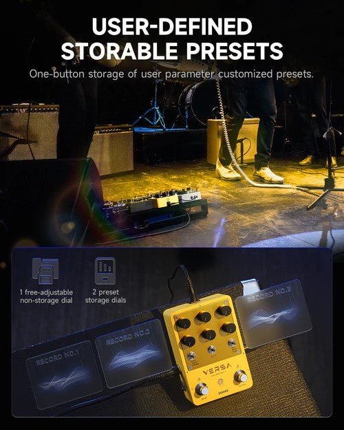 Donner Versa - Yellow Fall II 3x3 Reverb - Delay Combo Guitar Pedal with Tap Tempo - Rhythmic - Cadence