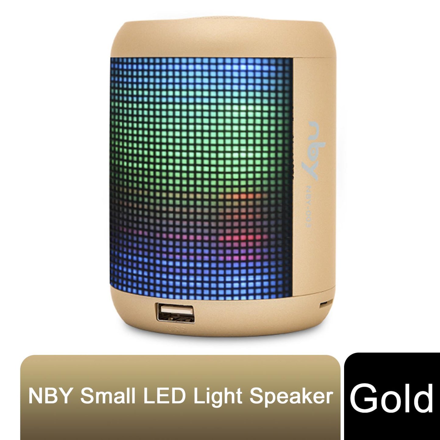 NBY Small Sound Activate LED Light Bluetooth Speaker And Dancing Fountain, Gold - Rhythmic - Cadence
