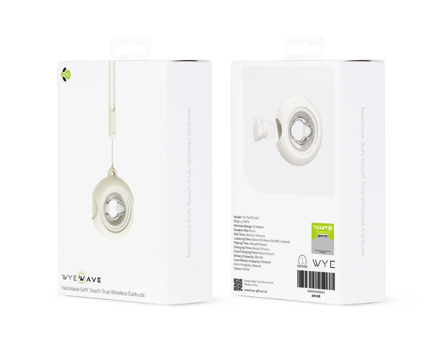 WYEWAVE High Quality Wireless Earbuds With Necklace Soft Touch True Wireless - Beige - Rhythmic - Cadence