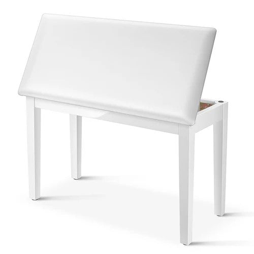 Donner Duet Piano Bench Stool with Storage White and Padded Cushion - Rhythmic - Cadence