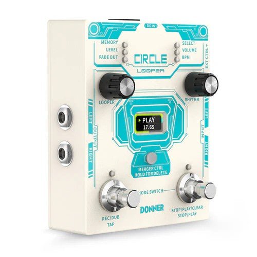 Donner Circle Looper Guitar Effect with Time Display and Drum Machine - Rhythmic - Cadence
