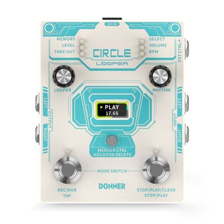 Donner Circle Looper Guitar Effect with Time Display and Drum Machine - Rhythmic - Cadence