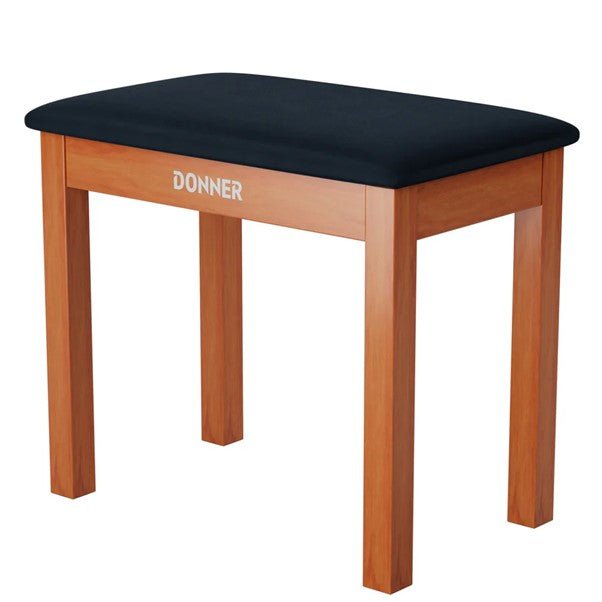 Donner Piano Bench with Storage, Solid Wood Keyboard Bench Piano Bookcase Stool Chair Seat with High - Density Suede Cushion, Wood Finish - Rhythmic - Cadence