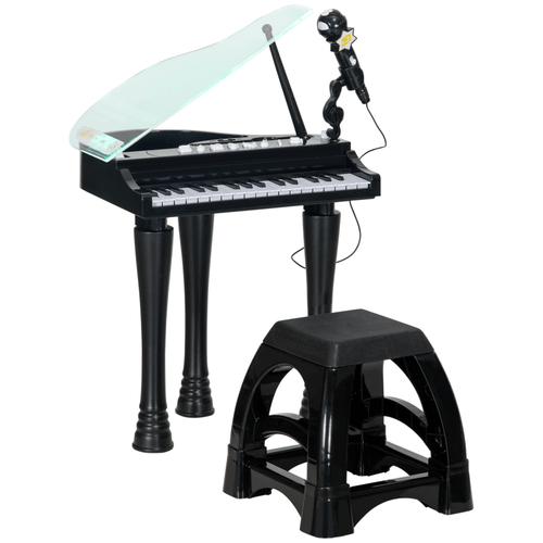 AIYAPLAY 32 Keys Kids Piano Keyboard with Stool, Lights, Microphone, Black - Rhythmic - Cadence