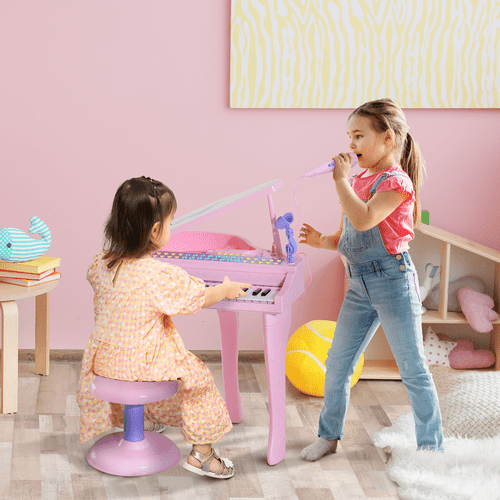 37 Key Musical Mini Piano Electrionic Keyboard Microphone Stool Pink - Rhythmic - Cadence