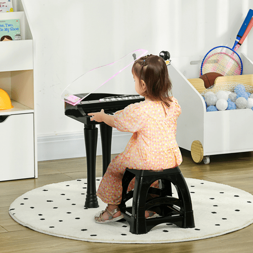 AIYAPLAY 32 Keys Kids Piano Keyboard with Stool, Lights, Microphone, Black - Rhythmic - Cadence