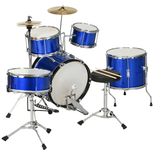 AIYAPLAY 11 Piece Junior Drum Set for Kids with Stool, Drumsticks, Blue - Rhythmic - Cadence