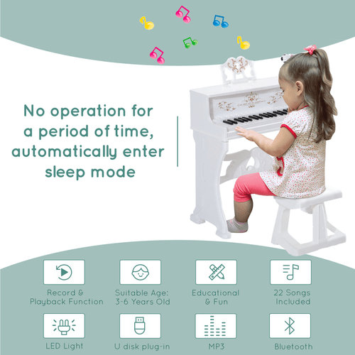 37/32 Key Kids Battery Keyboard Mini Grand Piano Stool Microphone Musical Toy - Rhythmic - Cadence