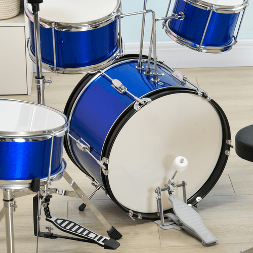 AIYAPLAY 11 Piece Junior Drum Set for Kids with Stool, Drumsticks, Blue - Rhythmic - Cadence