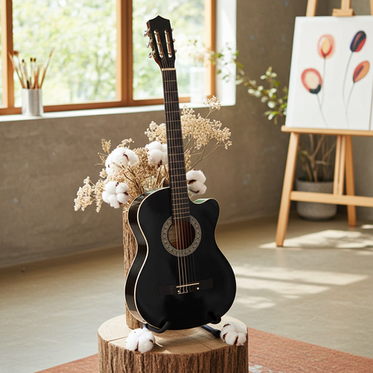 vidaXL Western Classical Cutaway Guitar with 6 Strings Black 38"