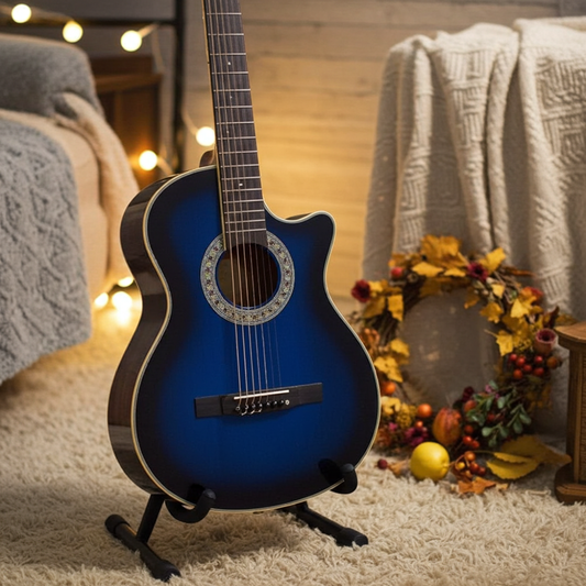 vidaXL Western Classical Cutaway Guitar with 6 Strings Blue Shaded 38"