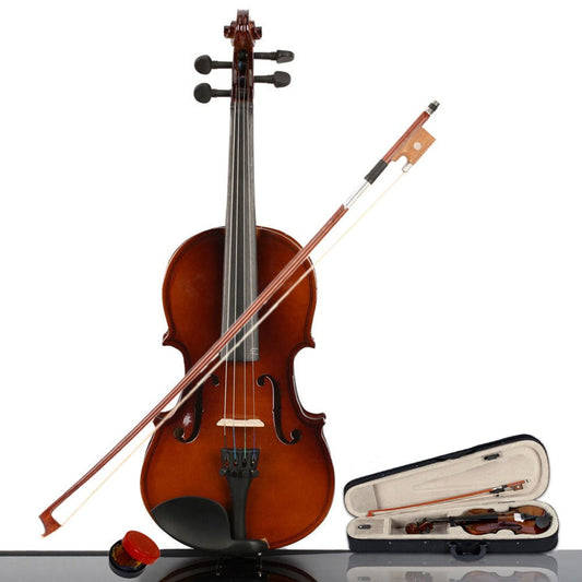 New 1/4 Acoustic Violin Case Bow Rosin Natural - Rhythmic - Cadence