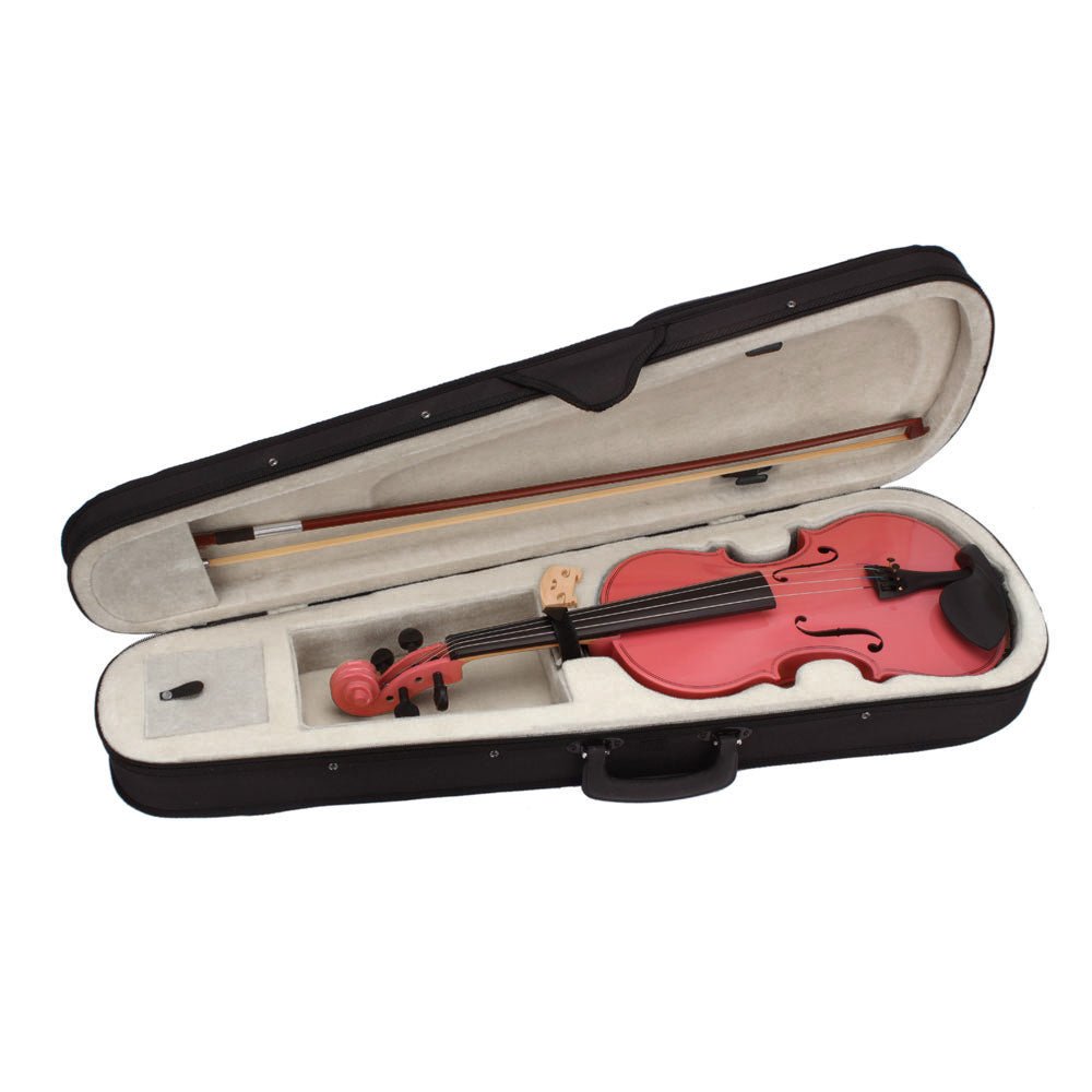 New 4/4 Acoustic Violin Case Bow Rosin Pink - Rhythmic - Cadence