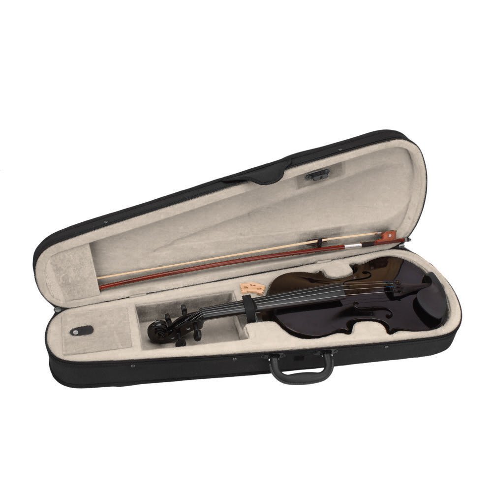 New 4/4 Acoustic Violin Case Bow Rosin Black - Rhythmic - Cadence