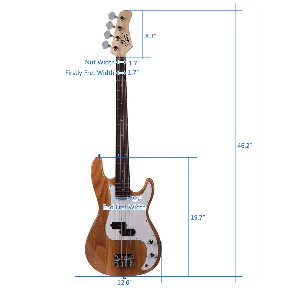 Glarry GP Electric Bass Guitar Cord Wrench Tool Burlywood - Rhythmic - Cadence