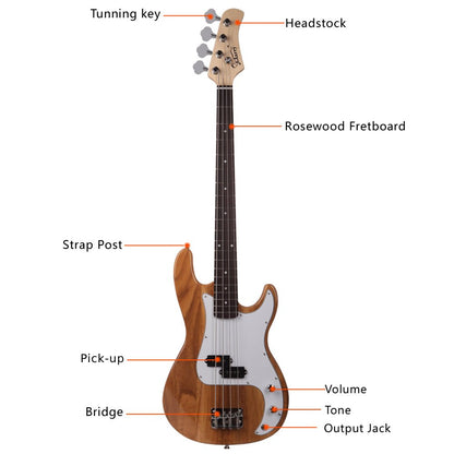 Glarry GP Electric Bass Guitar Cord Wrench Tool Burlywood - Rhythmic - Cadence
