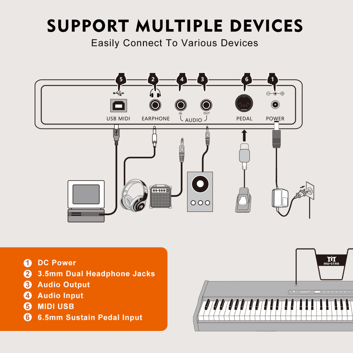 DIGITAL PIANO - BROWN - Rhythmic - Cadence