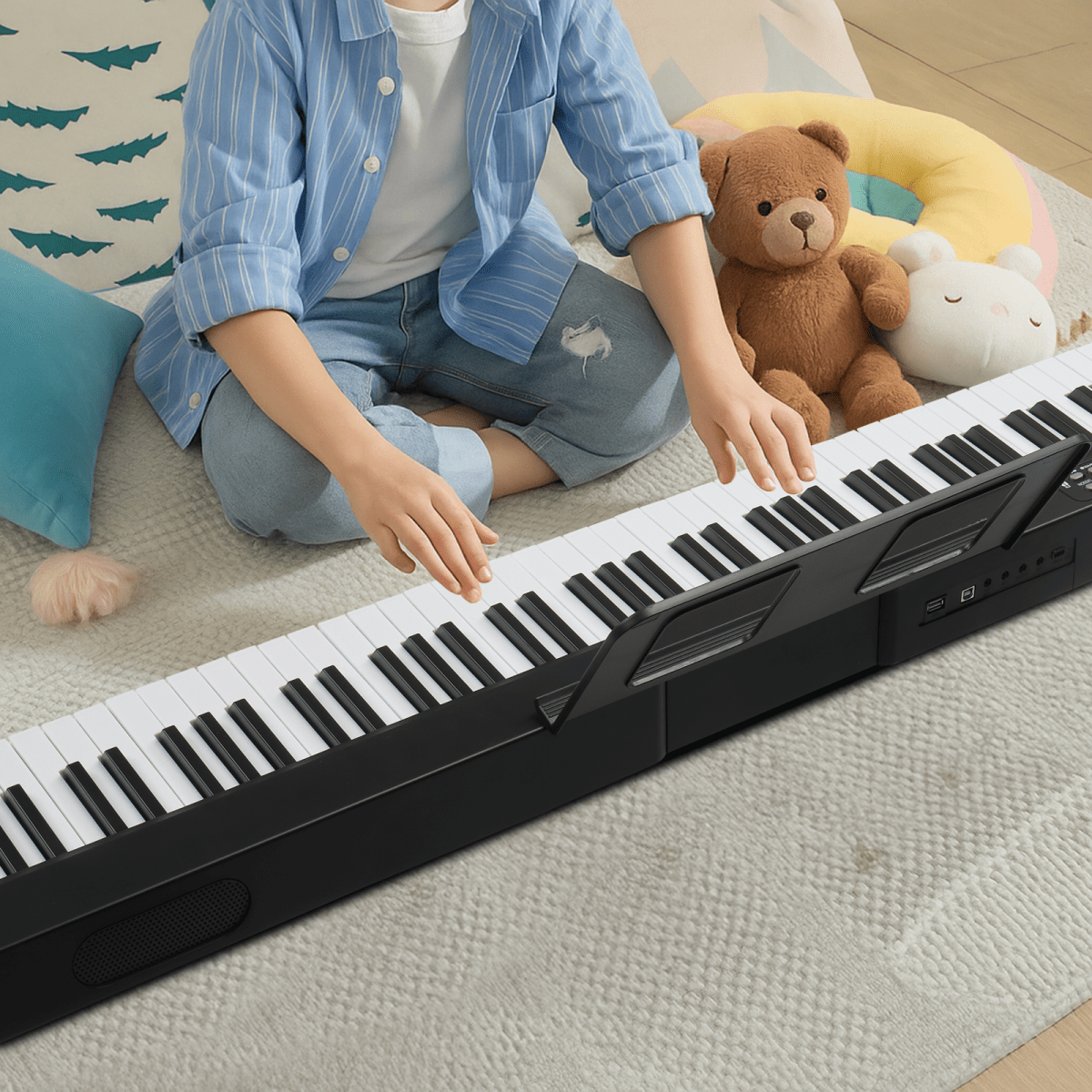 GPP - 101 88 Key Full Size Semi - Weighted Standard Keyboards Digital Piano with MIDI Bluetooth, Headphone for Piano Lover Black color - Rhythmic - Cadence