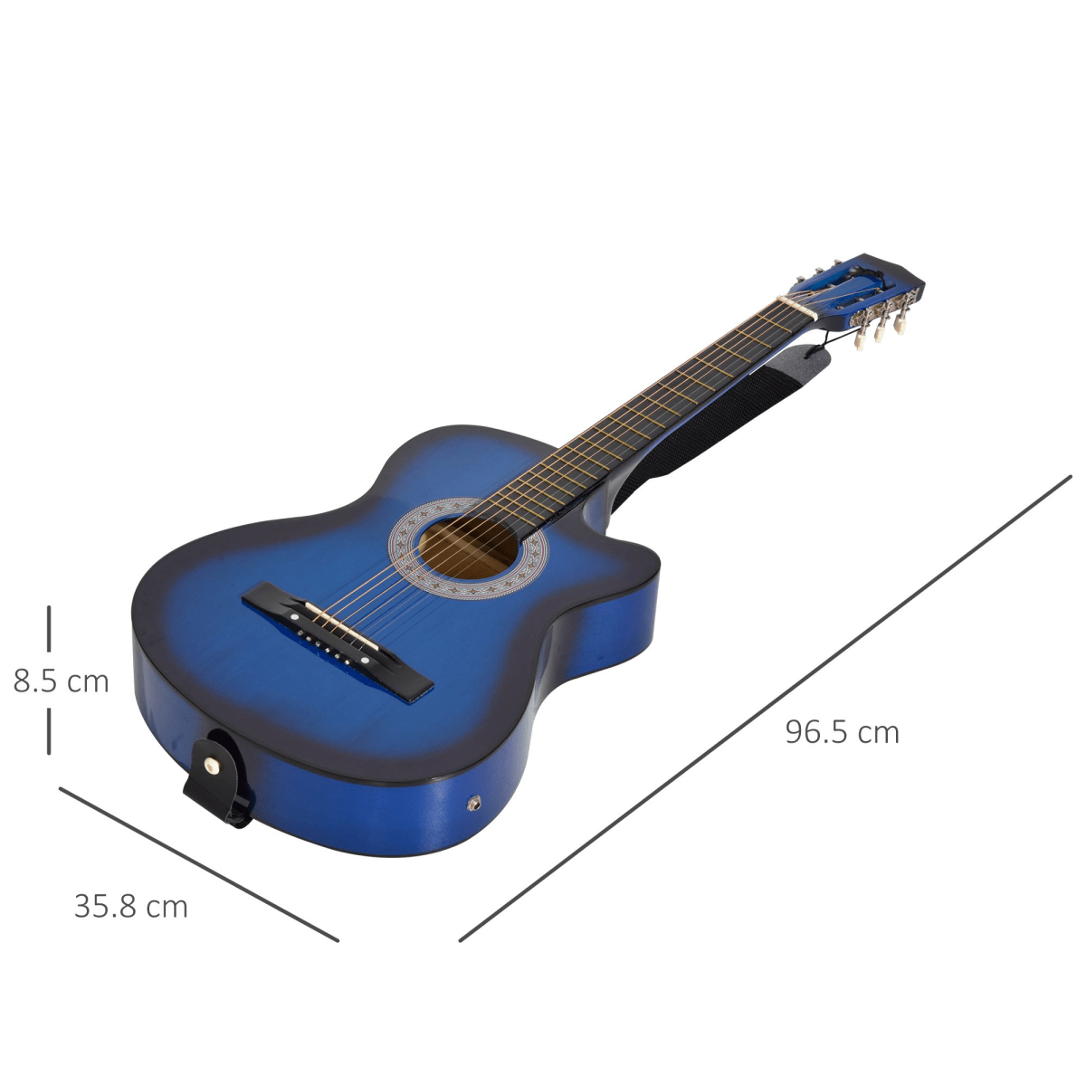 HOMCOM Beginner Acoustic Electric Cutaway Guitar Kids Guitar and Junior Guitar - Rhythmic - Cadence