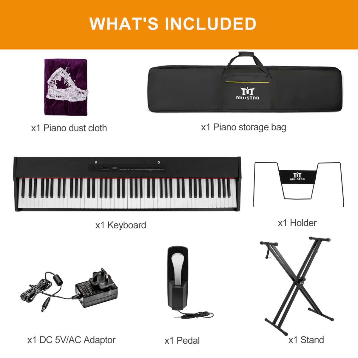 MUSTAR DIGITAL PIANO - BLACK - Rhythmic - Cadence