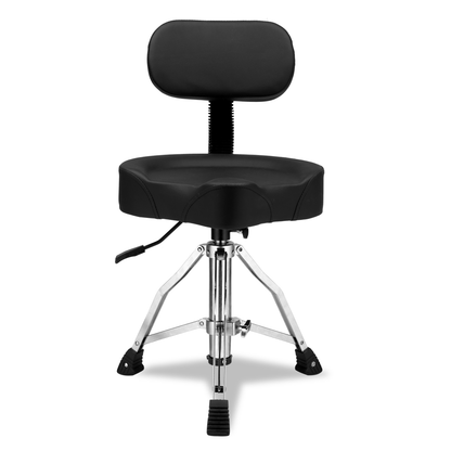 Drum Throne with Backrest, Hydraulic Drum Stool Adjustable Height, Heavy Duty Hydraulic Drum Seat Saddle Design for Drummers Black - Rhythmic - Cadence