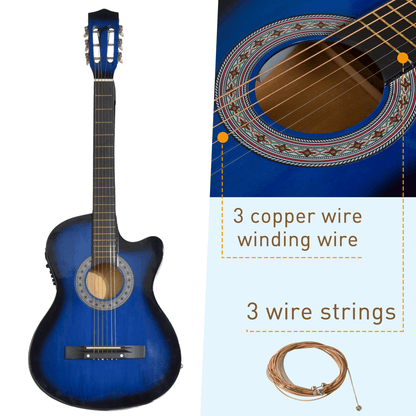 HOMCOM Beginner Acoustic Electric Cutaway Guitar Kids Guitar and Junior Guitar - Rhythmic - Cadence
