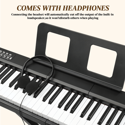 GPP - 101 88 Key Full Size Semi - Weighted Standard Keyboards Digital Piano with MIDI Bluetooth, Headphone for Piano Lover Black color - Rhythmic - Cadence