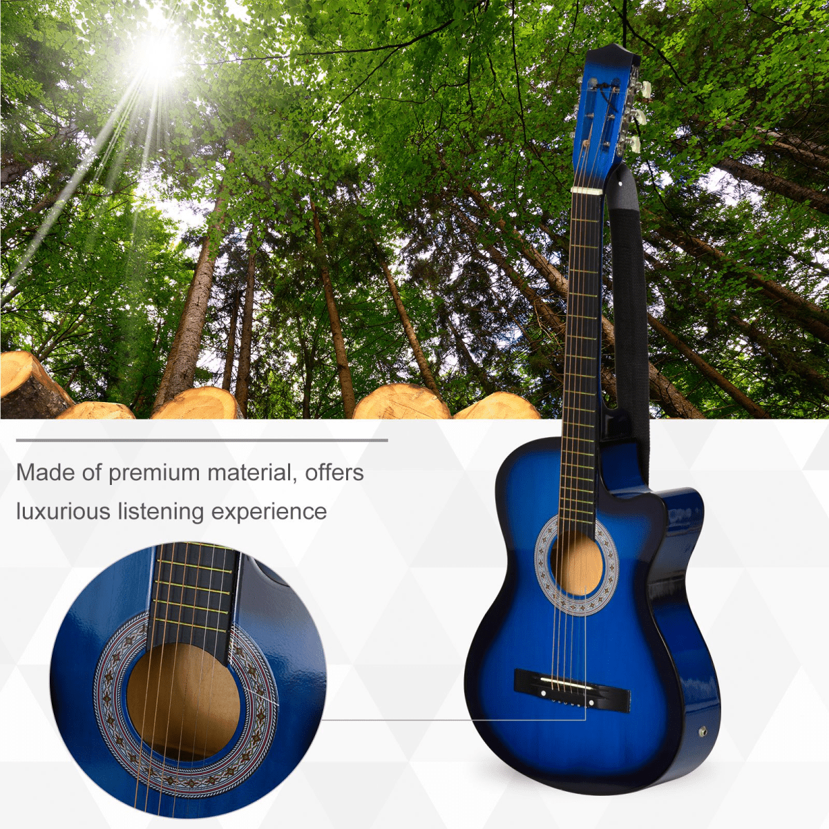 HOMCOM Beginner Acoustic Electric Cutaway Guitar Kids Guitar and Junior Guitar - Rhythmic - Cadence