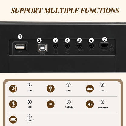 GPP - 101 88 Key Full Size Semi - Weighted Standard Keyboards Digital Piano with MIDI Bluetooth, Headphone for Piano Lover Black color - Rhythmic - Cadence