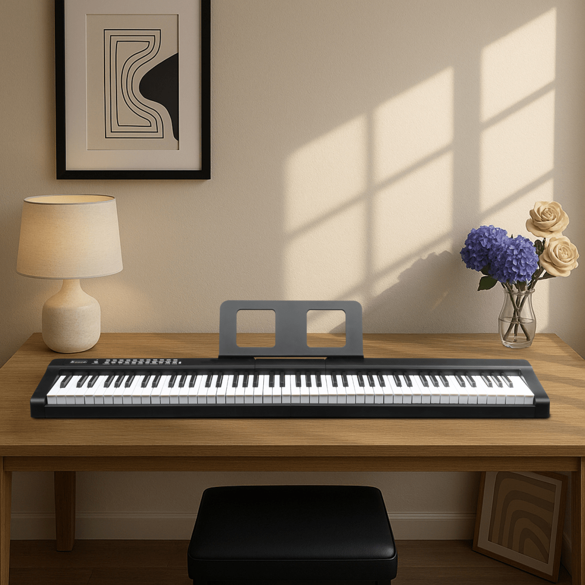 GPP - 101 88 Key Full Size Semi - Weighted Standard Keyboards Digital Piano with MIDI Bluetooth, Headphone for Piano Lover Black color - Rhythmic - Cadence