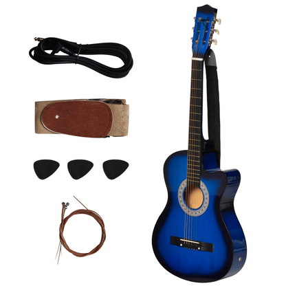 HOMCOM Beginner Acoustic Electric Cutaway Guitar Kids Guitar and Junior Guitar - Rhythmic - Cadence