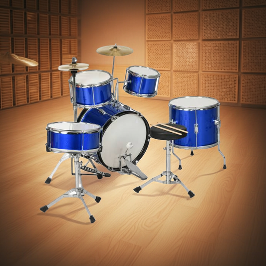 AIYAPLAY 11 Piece Junior Drum Set for Kids with Stool, Drumsticks, Blue
