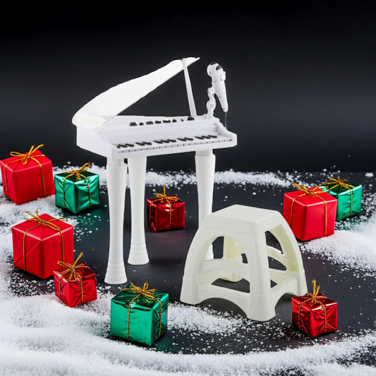 AIYAPLAY 32 Keys Kids Piano Keyboard with Stool, Lights, Microphone, White