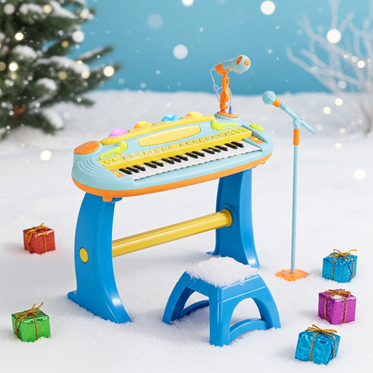 AIYAPLAY 37 Keys Kids Piano w/ Microphone, Stool, Record & Replay Function